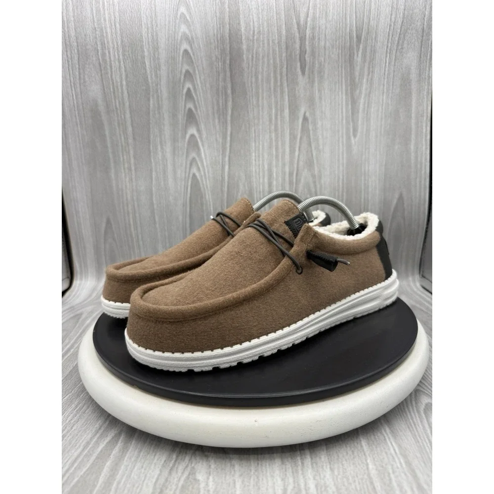 Hey Dude Wally Mens Size 10 Warmth Brown Faux Sherpa Casual Slip On Shoes NEW